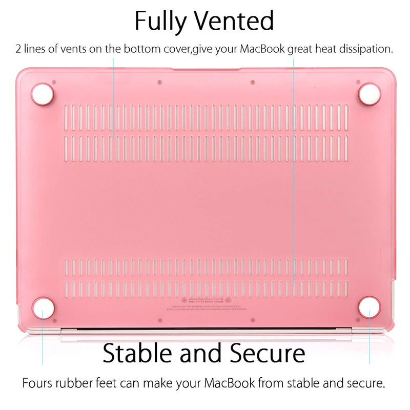 UESWILL Smooth Soft Touch Matte Hard Shell Case Cover Compatible with MacBook 12 inch with Retina Display (Model: A1534) + Microfibre Cleaning Cloth, Pink - Image 5